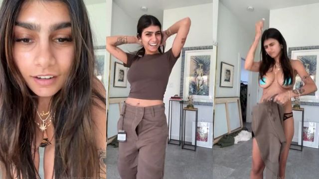 Mia Khalifa Nude Blue Pasties Strip
